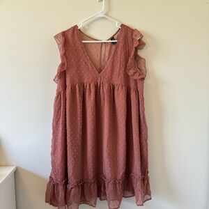 💖 Chic Short Pink Ruffle Sleeve Women’s Dress in Blush / Mauve Pink